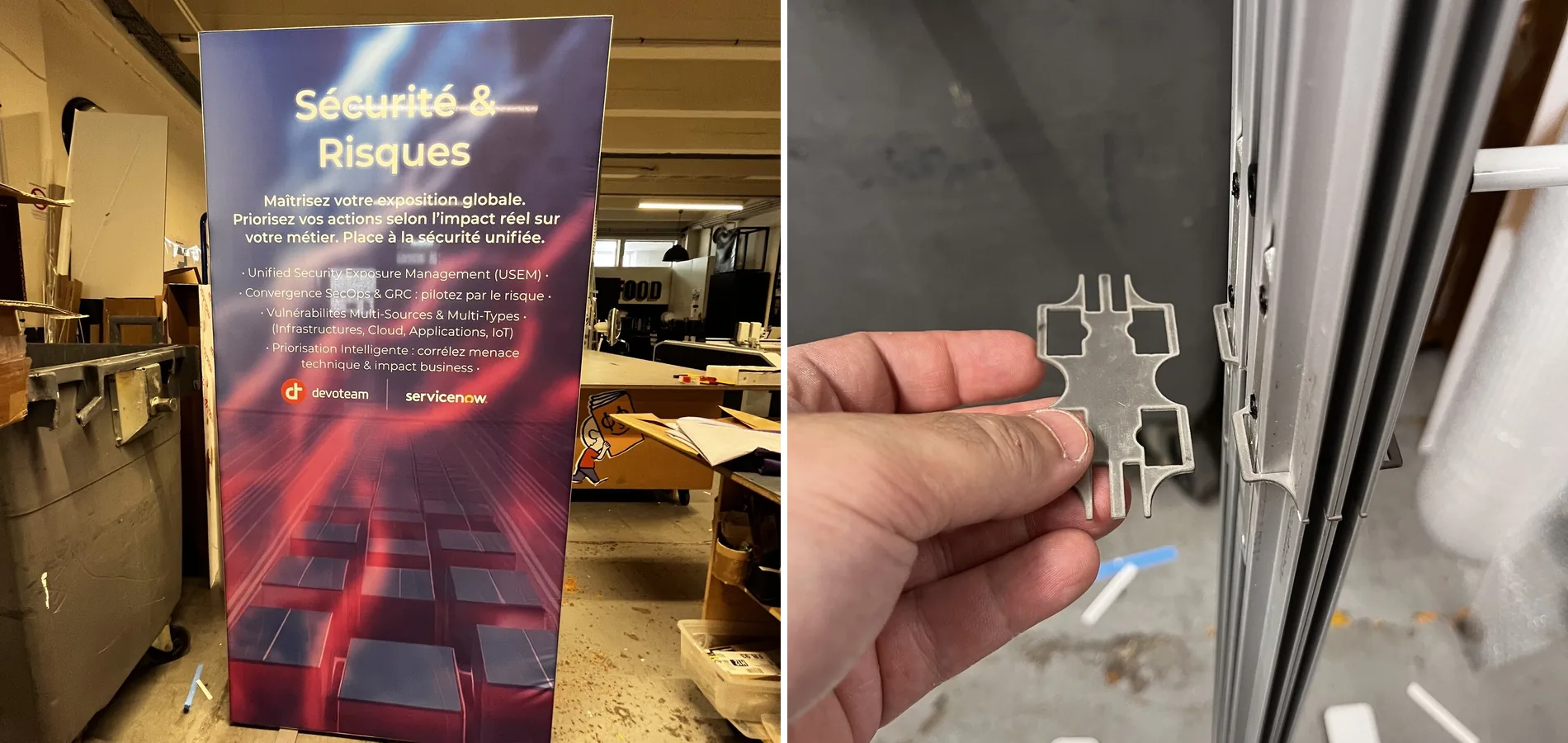 Caisson textile autoportant et connecteur d'assemblage du dispositif modulaire Devoteam