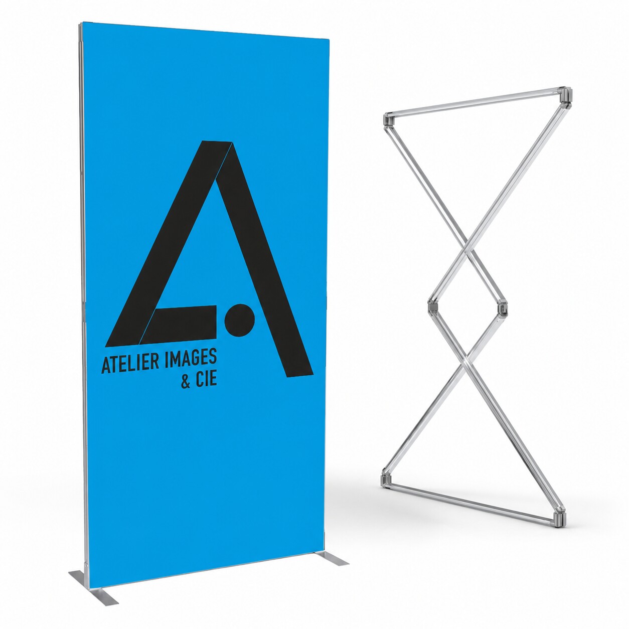 Frame Up Quick avec visuel textile et cadre nu pliable