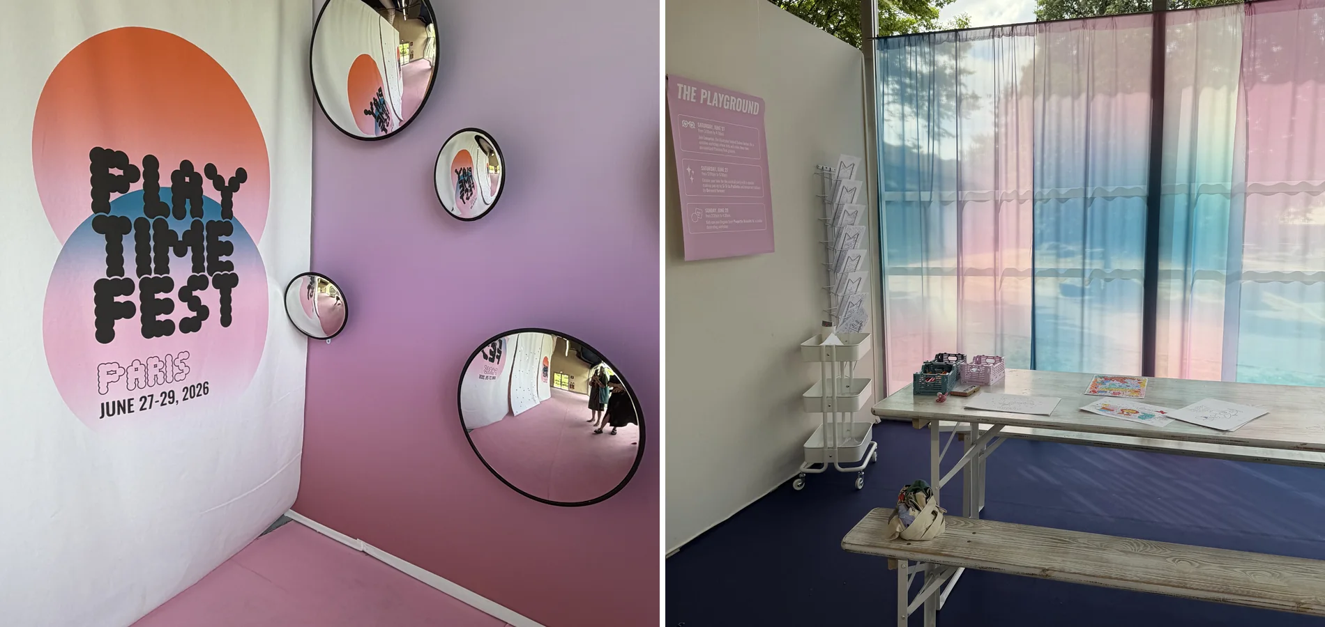 Accueil de Playtime Paris et décor graphique imaginé par Picaflore
